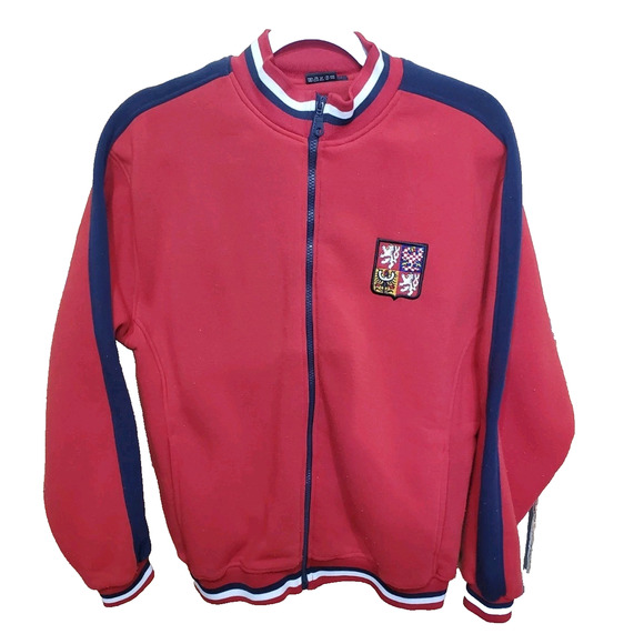VTG DSL CZECH Rep. Soccer Royal Embroidered Crest Red Fleece Jacket Men's Med - Picture 1 of 15